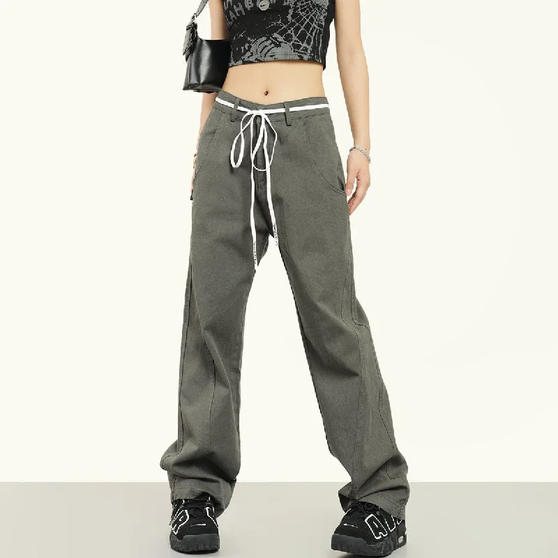 RTK (W) No. 2057 DRAWSTRING WIDE STRAIGHT PANTS