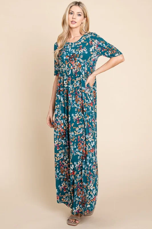 Blue Zone Planet |  BOMBOM Printed Shirred Maxi Dress