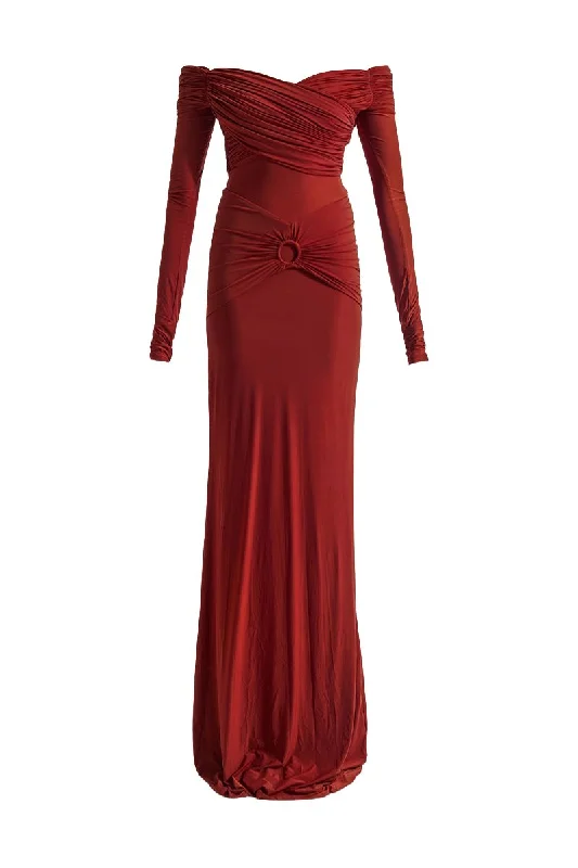 GIULIA BRICK RED MAXI DRESS