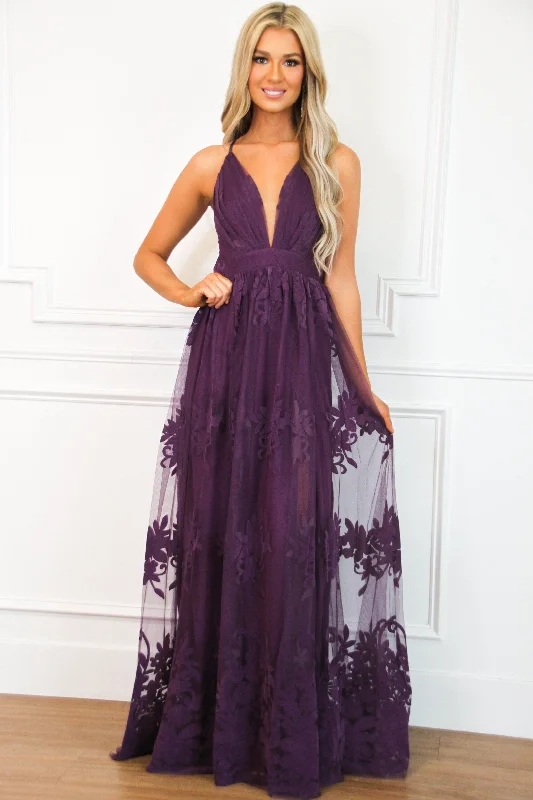 Here Comes the Bride Maxi Dress: Eggplant