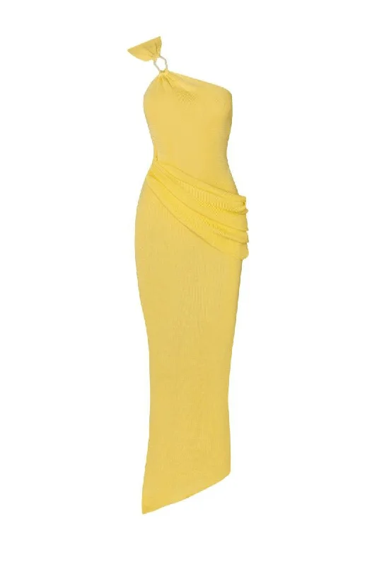 LYN CARAMBOLO ONE-SHOULDER MAXI DRESS