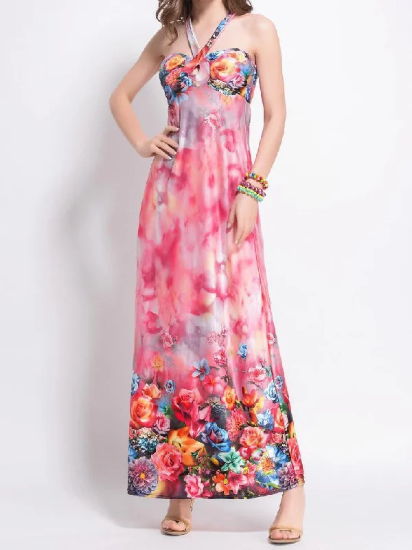 Sexy Printed Sleeveless Bohemia Beach Maxi Dress