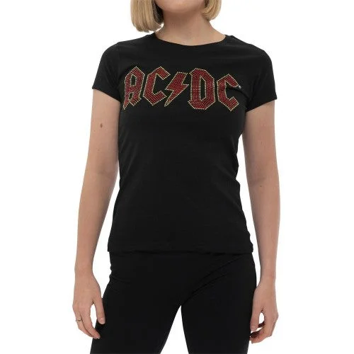 AC/DC Womens/Ladies Embellished Logo T-Shirt