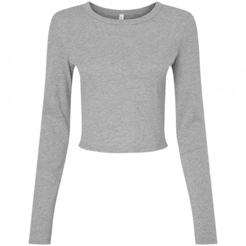 Bella + Canvas Womens/Ladies Micro-Rib Cropped Long-Sleeved T-Shirt