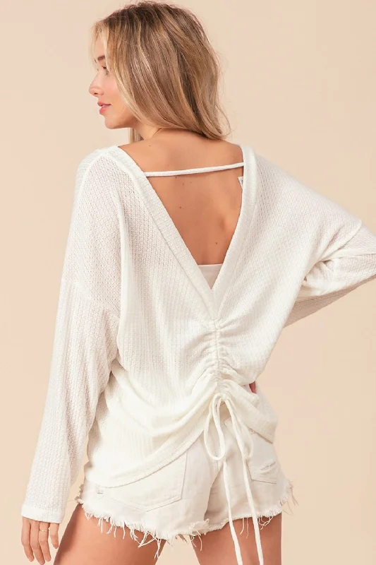 BiBi Waffled Backless Drawstring T-Shirt