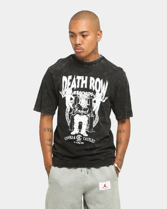 Crooks & Castles x Death Row Logo Short Sleeve T-Shirt Acidwash Black