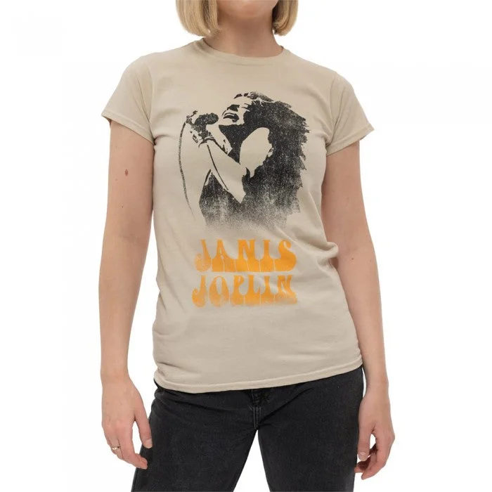 Janis Joplin Womens/Ladies Working The Mic Cotton T-Shirt