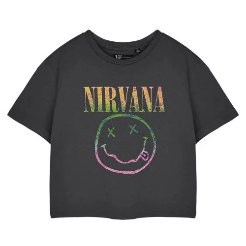 Nirvana Womens/Ladies Rainbow Logo Crop T-Shirt