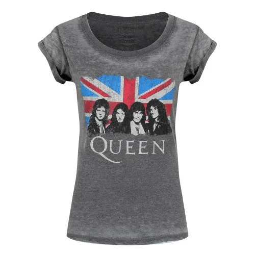 Queen Womens/Ladies Burnout Union Jack T-Shirt