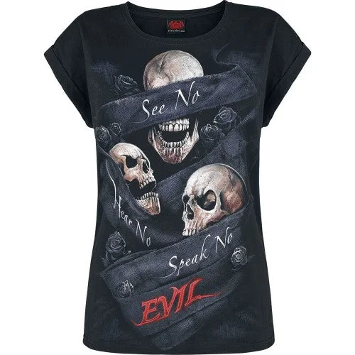 Spiral Direct Womens/Ladies See No Evil Loose Fit Turn Up T-Shirt