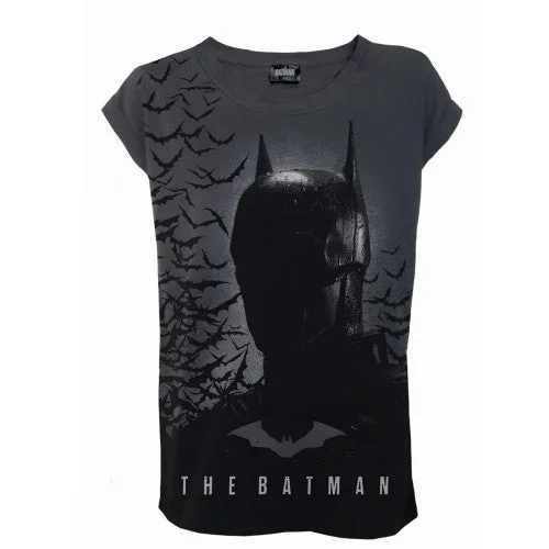 Spiral Direct Womens/Ladies Shadow Bats Batman Turn Up T-Shirt