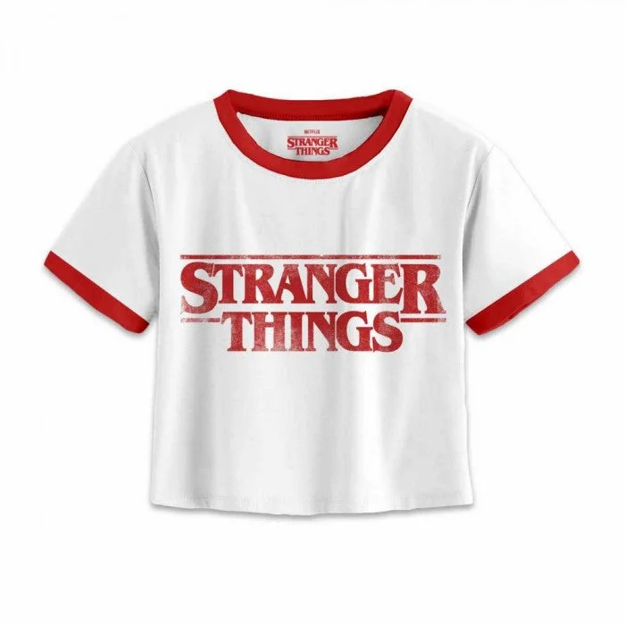 Stranger Things Womens/Ladies Distressed Logo Crop T-Shirt