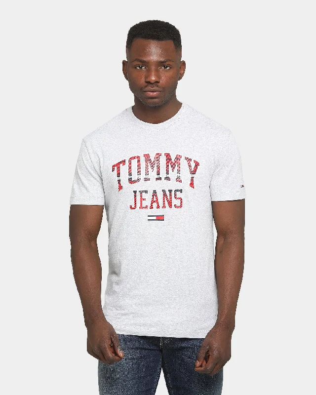 Tommy Jeans Plaid Collegiate T-Shirt Silver Grey Heather