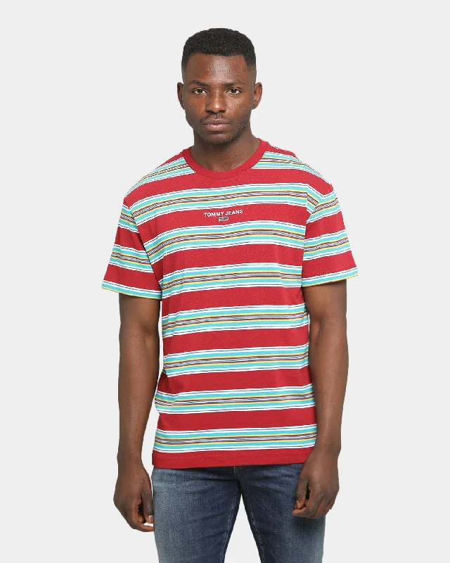 Tommy Jeans Stripe Layout T-Shirt Wine Red/Multi