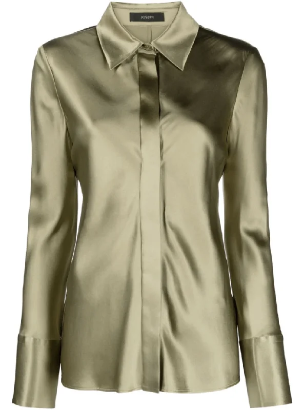 Brunel silk satin blouse in green