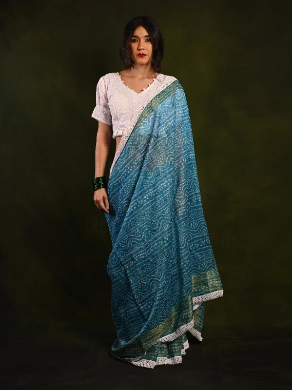 Cotton Saree with Georgette Embroidered Blouse (Stitched 38-42) S2009