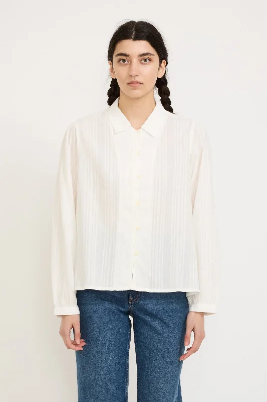 Edith Striped Dobby Blouse Off White