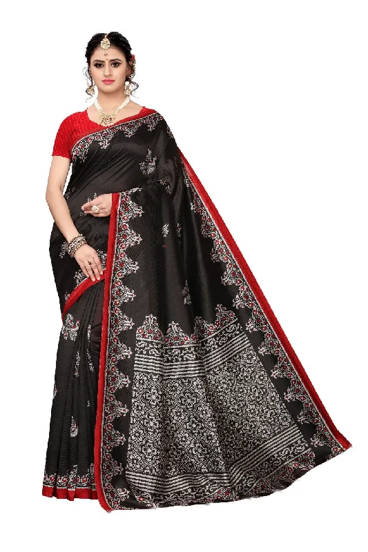 For Women's Printed Heavy Khadi Silk Saree With Blouse Piece