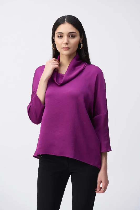 Satin Cowl Collar Blouse - Empress