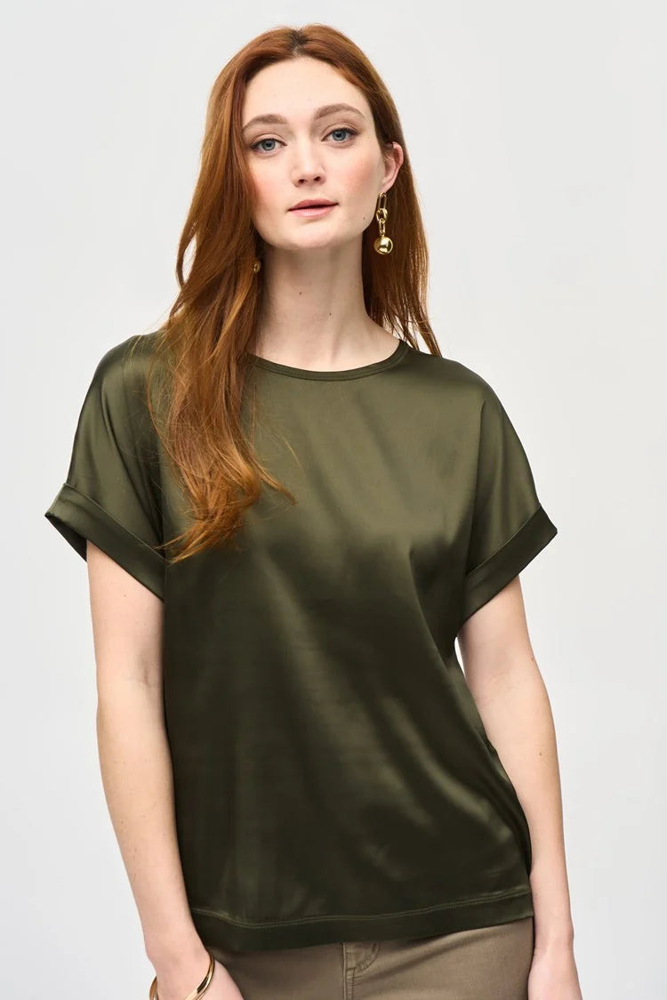 Satin Front Blouse - Iguana