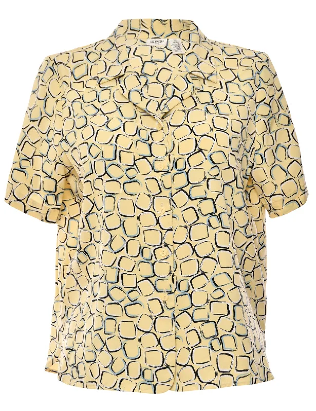 Short Sleeve Pale Yellow Blouse - L