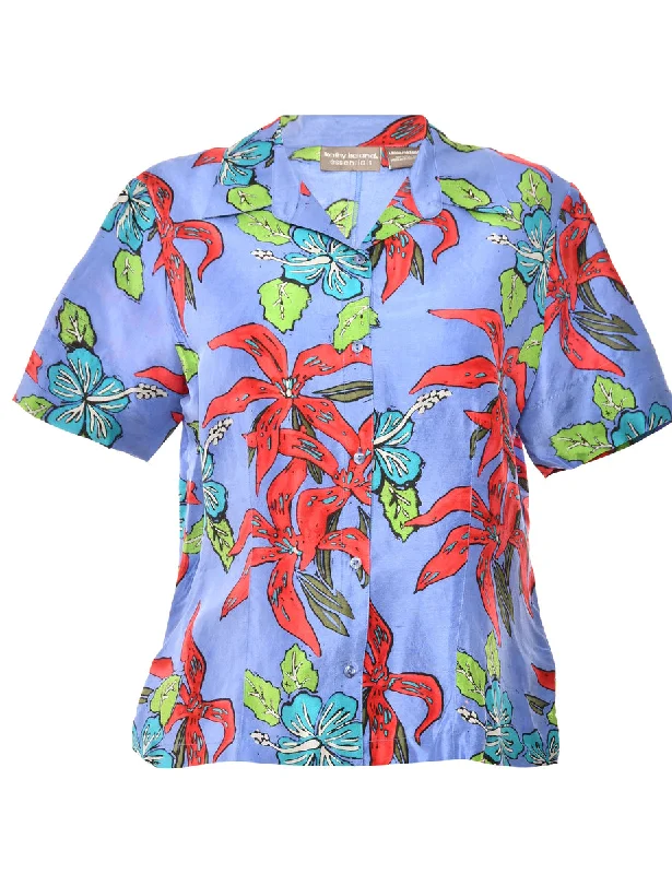 Silk Floral Multi-Colour Blouse - L