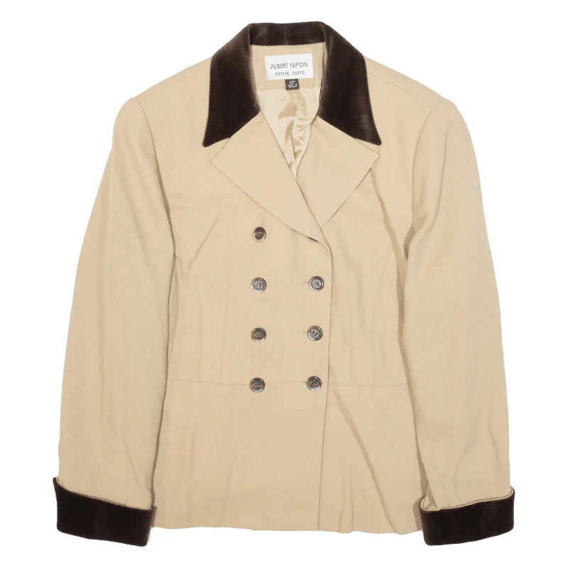 ALBERT NIPON Double Breasted Womens Blazer Jacket Beige Wool M