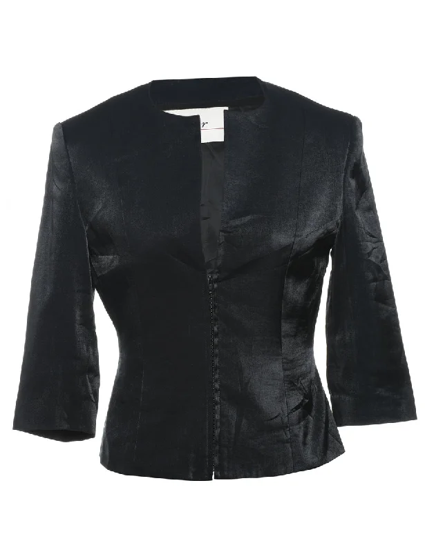 Classic Black Zip-Front Evening Jacket - S