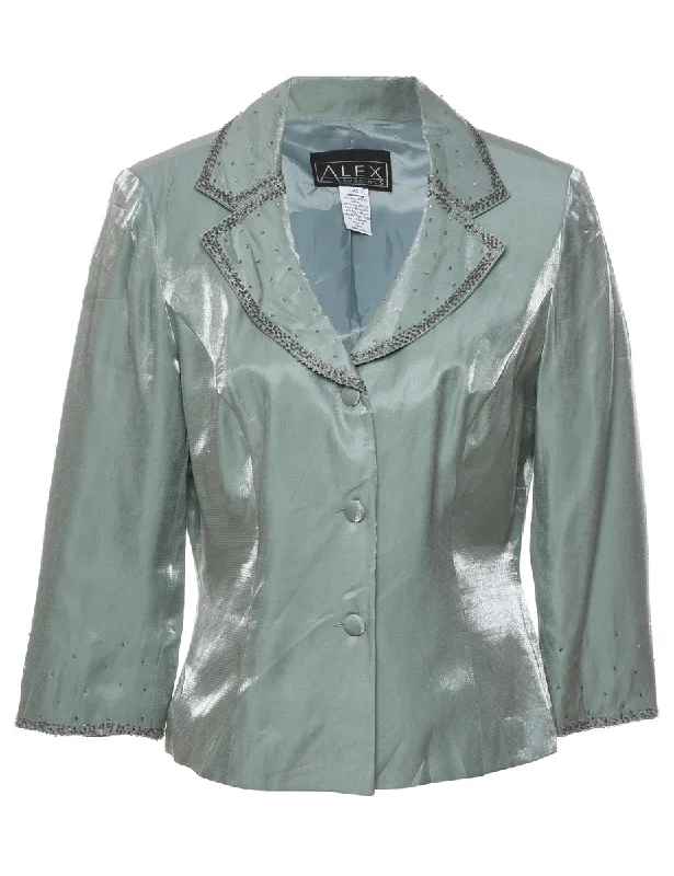 Classic Silver Metallic Evening Jacket - M