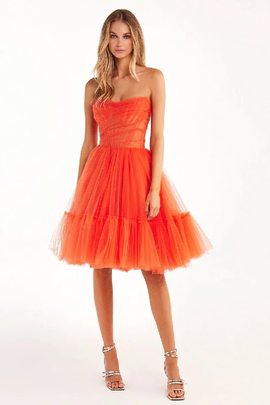 Ellee Strapless Tulle Mini Dress Trendy Cut-Out Mini Dress