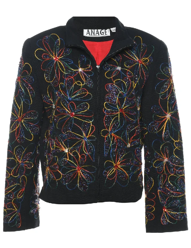 Embroidered Floral Multi-Colour Jacket - M