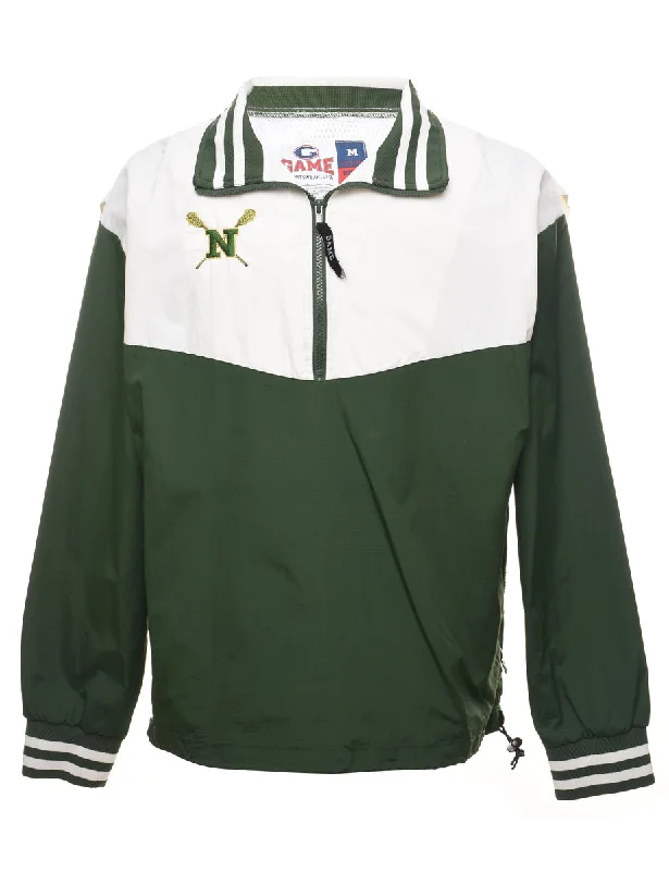 Green & White Quarter-Zip Lacosse Nylon Jacket - M