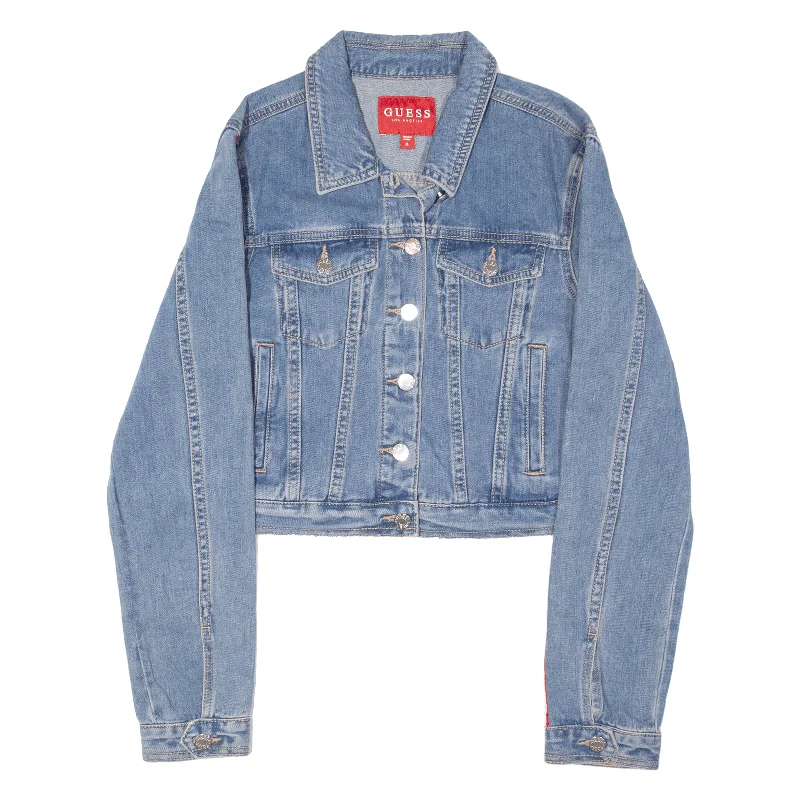 GUESS Cropped Womens Denim Jacket Blue M