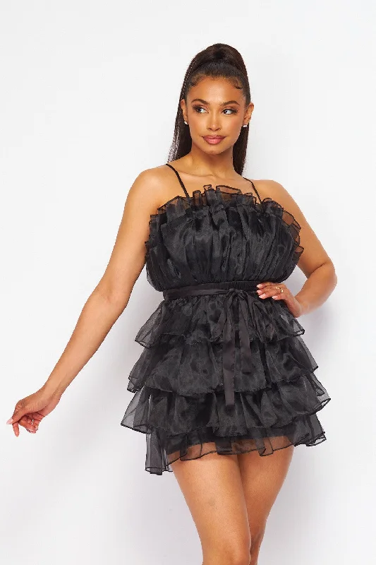 Have It All Organza Ruffle Tiered Mini Dress Cozy Jersey Mini Dress