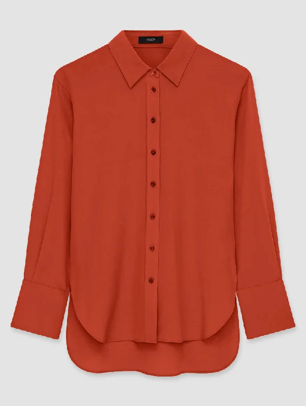 Joe silk crêpe de chine blouse in cinnamon