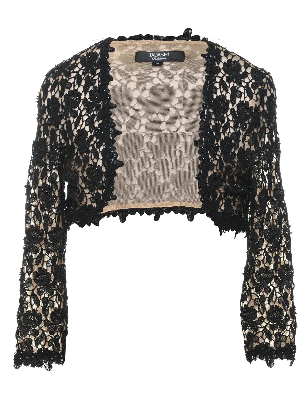 Lace Beaded Sequined Evening Jacket - S