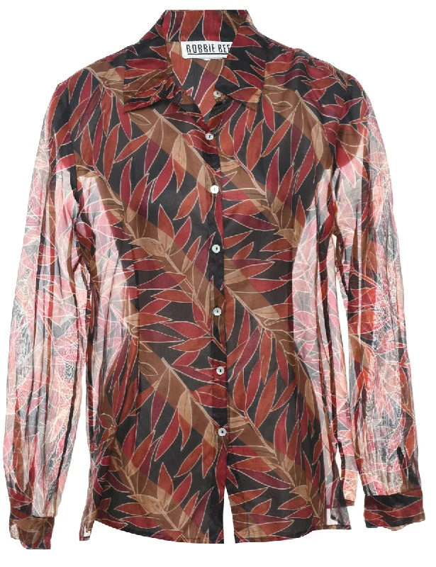 Leafy Print Blouse - L