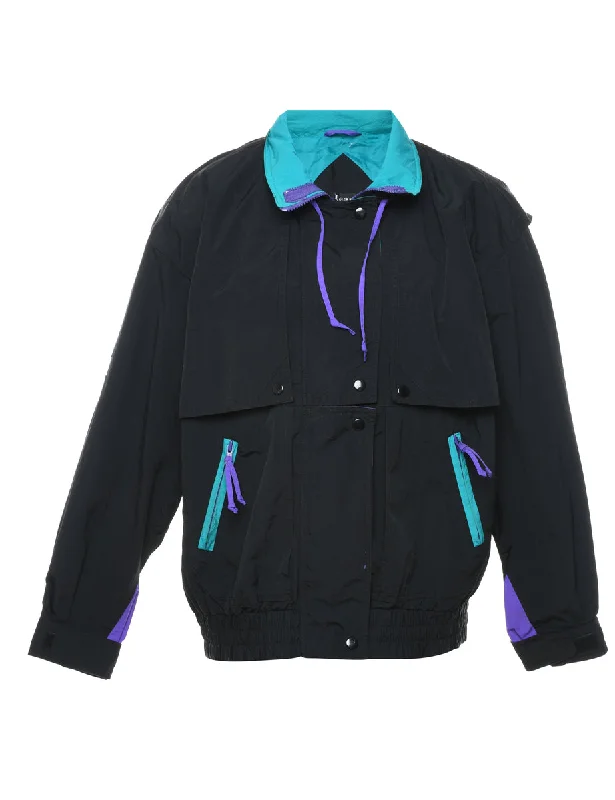 Learsi Black, Purple & Light Blue Contrast Trim Nylon Jacket - M