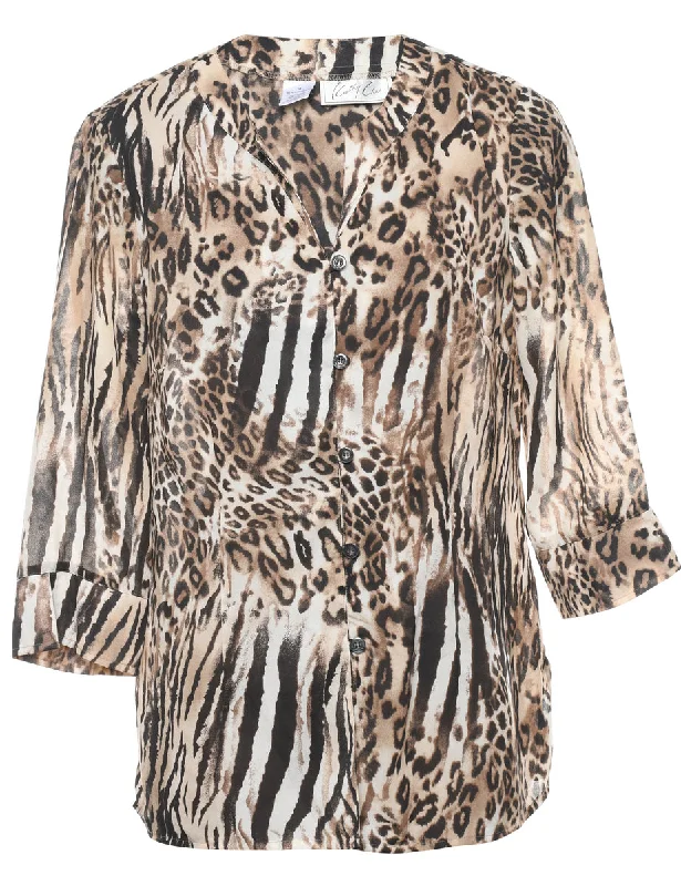 Leopard Print Blouse - L