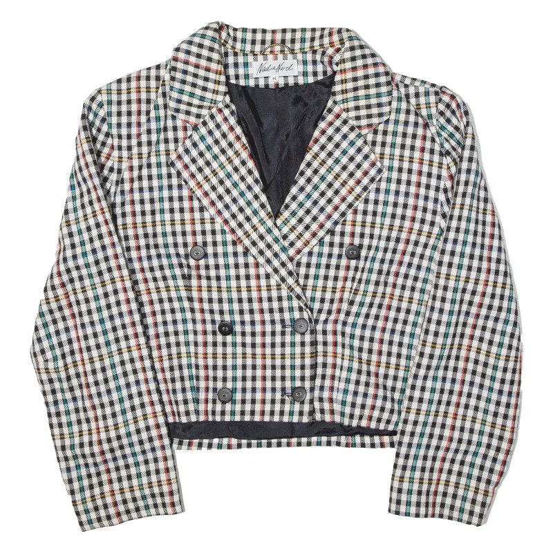 NADIA NARDI Cropped Womens Blazer Jacket White Check M