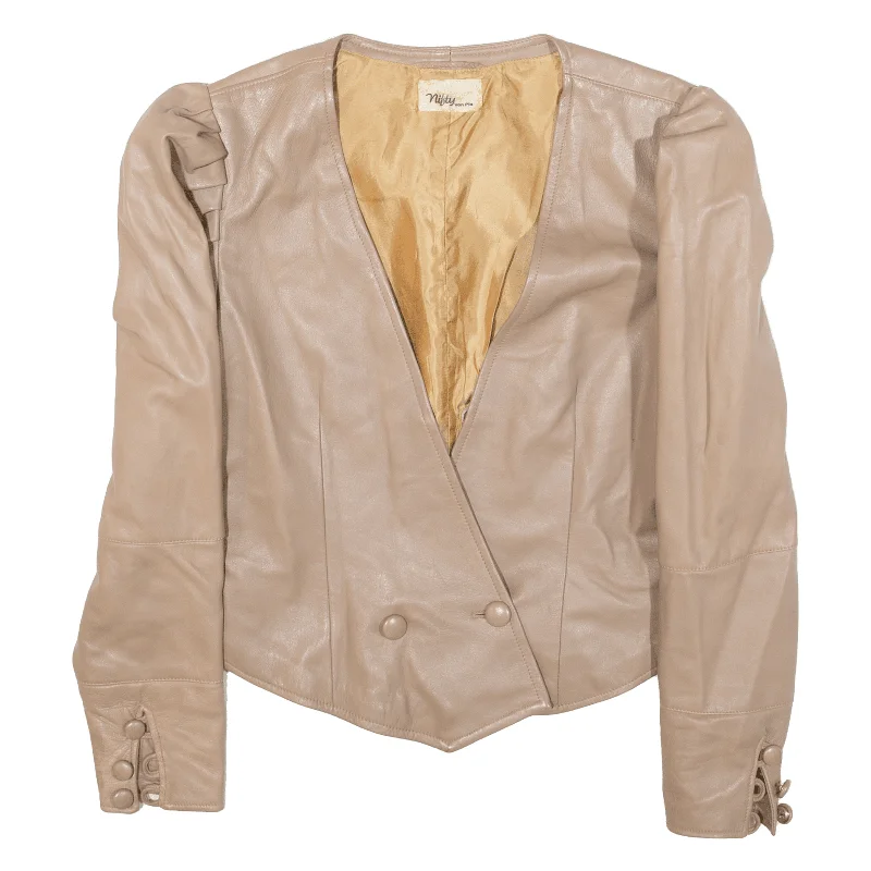 NIFTY Leather Look Womens Jacket Beige S