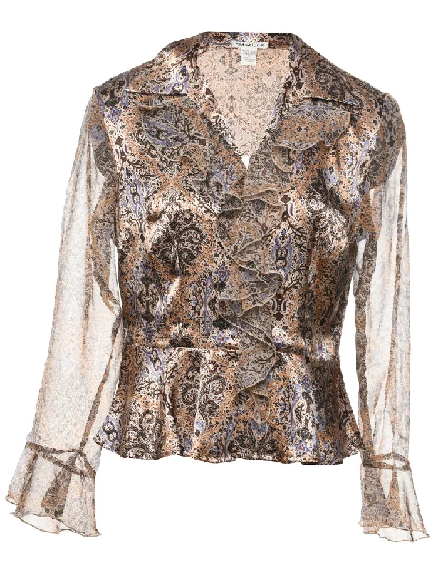 Paisley Frilly Evening Blouse - S