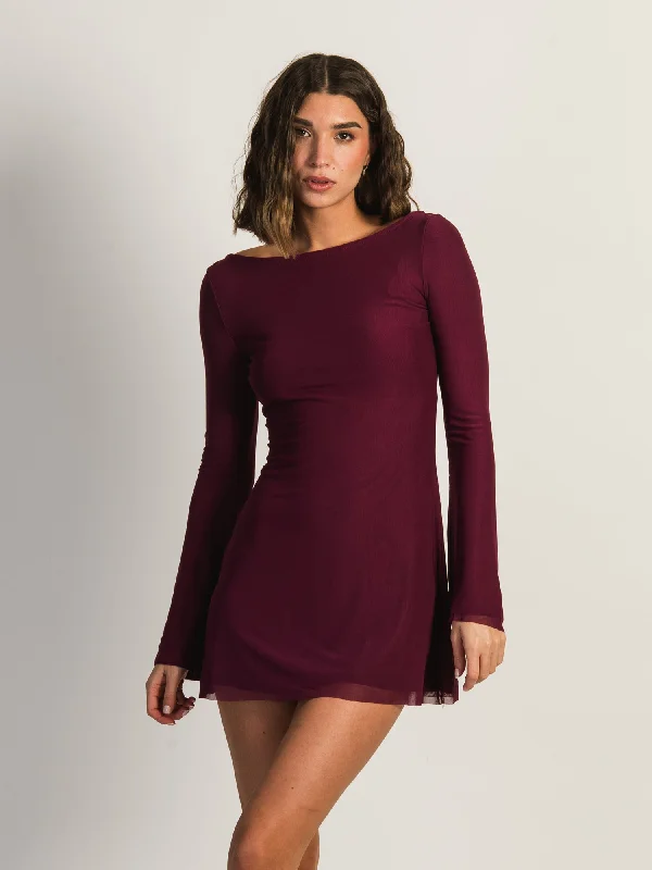 PRINCESS POLLY LUKEA LONG SLEEVE MINI DRESS Cozy Wraparound Mini Dress