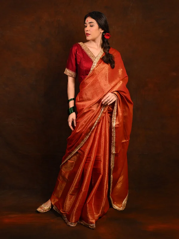 Pure Dual Shade Silk Saree with Embroidered Silk Blouse S2002