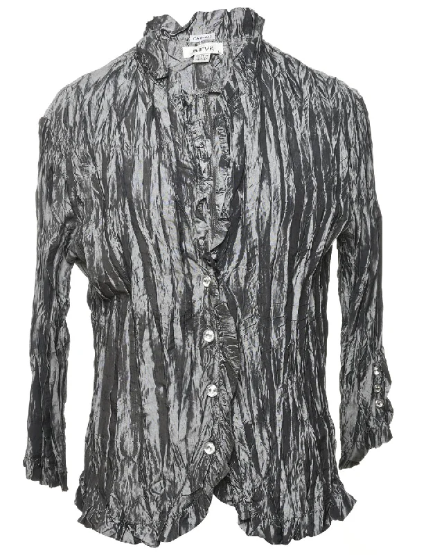 Silver Metallic Ruched Evening Jacket - M