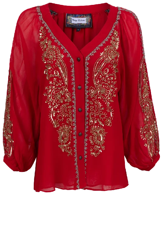 Vintage Collection Red & Gold Blouse