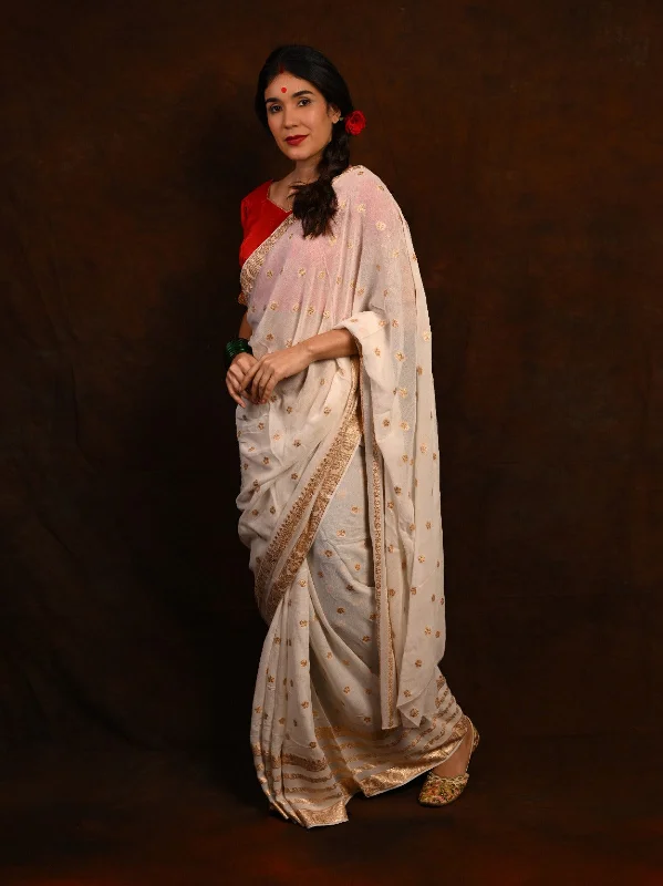 Viscose Georgette Saree with Embroidered Silk Blouse S2003