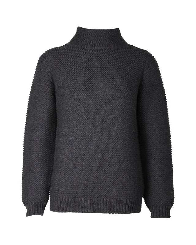 A.P.C. Chunky Knit Turtleneck Sweater in Charcoal Merino Wool