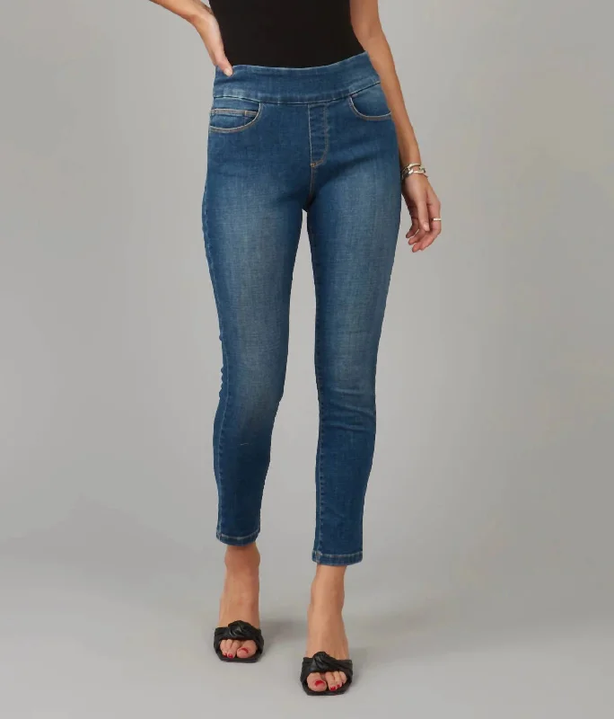 Anna High Rise Skinny Pull On Jeans In Rugged Classic Blue