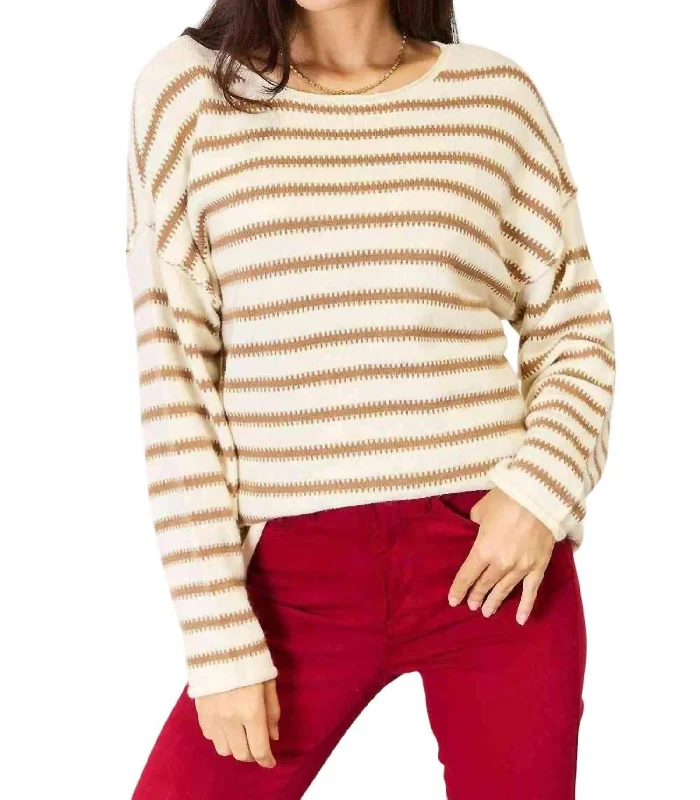 Chic Striped Boat Neck Sweater